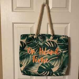 Tote Bag Ulta On Island Time Canvas Rope Handles Beach Cruise Vacation